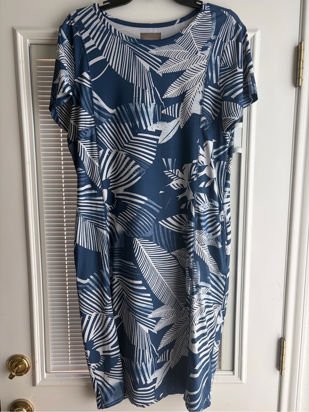 Columbia Blue and White Tropical Midi Dress
